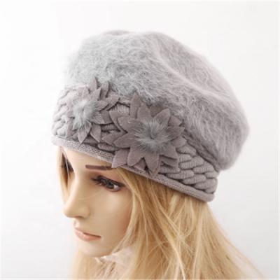 China 2019 Lady Flower Pattern Autumn Winter Casual Elegant Slouchy Fashion Picture Knit Beret Hat For Outdoor Sport for sale