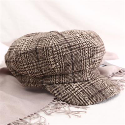 China Korean Men's Painter Hat Fashion Art Women High Quality Anise Hat Dobby Women Autumn Winter Grid Beret Wholesale Retro Dobby Version for sale