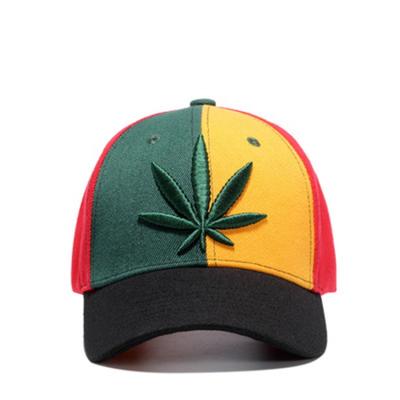 China Guangdong factory COMMON directly sell hemp leaf embroidery COMMON curved logo 6 panel custom baseball cap for sale