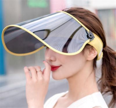 China Wholesale Barred Barred Outdoor UV Protection Sun Visor Adjustable Unisex Transparent Riding Hat for sale