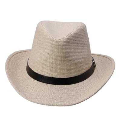 China Summer Outdoor Men's Straw Woven Hat Rolled Western Cowboy Hat Sun Protection Image Sunshade Fisherman Hat for sale