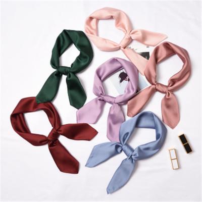 China Wholesale Pure Color Square Square Small Imitated Neck Tie Square Soft Silk Scarf for sale