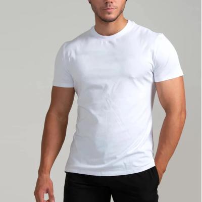 China Custom LOGO Printed Cotton T-shirt Men's White Blank Plain T-shirt Anti-Shrink Plain With LOGO for sale