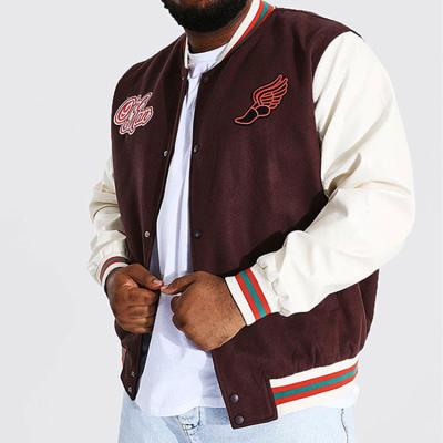 China Spandex/Polyester Winter Spread Collar Snap Placket Wool Blend Large Varsity Bomber Jackets For Men for sale