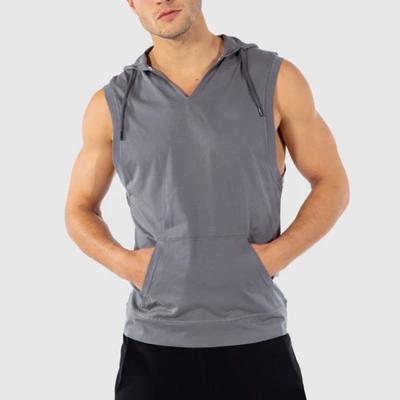 China New arrival QUICK DRY men's hoodie fitness gym sweatshirt bodybuilding muscle sleeveless tank tops for men for sale