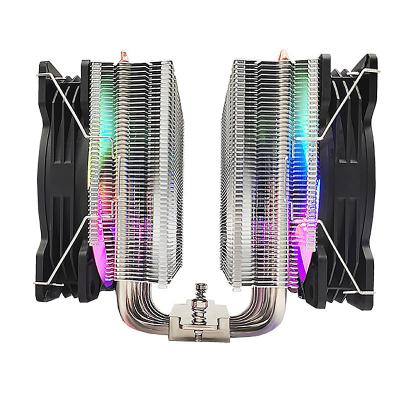 China Computer Case Manmu H120d 120mm OEM H Series CPU Cooler with 6 Copper Heat Pipes and Dual RGB Fans Air Cooler for sale