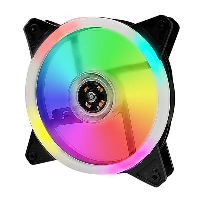 China LED Light Manmu Custom 120mm Computer RGB Cooler Cooling Fan 12v 6pin Dual Led Ring Quiet Fan Multicolor Remote Control Modes for sale