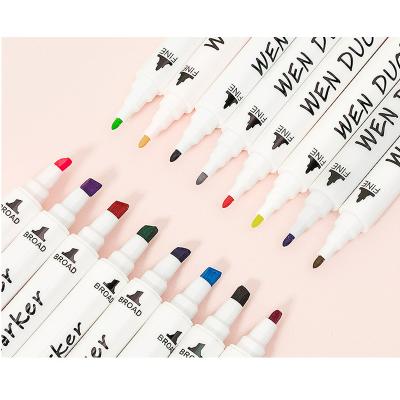 China Double Heads Use/Wholesale Good Quality School and Office Style Non-toxic Alcohol Based Permanent Ink Waterproof Permanent Marker Pens for sale