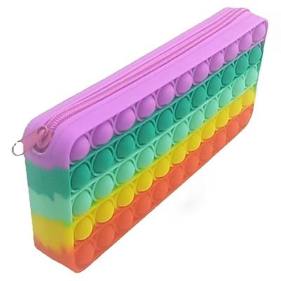 China 2021 New Recyclable Material Push Pop Pen Bag Silicone Push Pop Single Bubble Stir Toy Kids Popper Sensory Poppet Pencil Case School Bag for sale