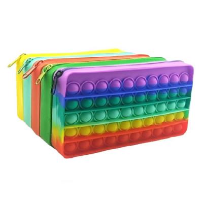 China Pop Bubble Material Recyclable Pencil Case, Toy Stationery Storage Bag Decompression Bubble Pen Case Simple Sensory Silicone Pencil Case for Kids for sale