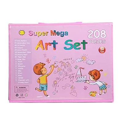 China Eco-friendly promotional kids set for 2021 wholesale kids drawing and painting book stationery set 208pcs with pencil for kids toys for sale