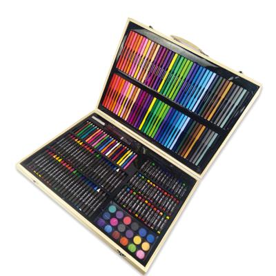 China Promotional Hot Selling Nursing School Supplies Eco-friendly Wooden Box 258pcs Drawing Art Set Stationery Gift Box Set for sale