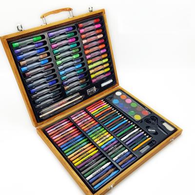 China 2021 Wooden Box 150pcs Large Gift Organizer Drawing Art Set Stationery Gift Box Eco-friendly Promotional Set for sale