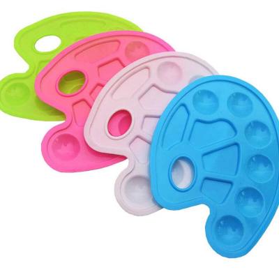 China Candy Color Plastic Palette School Supplies Unique Shaped 6 Holes Color Plastic Watercolor Paint Mixing Palette for sale