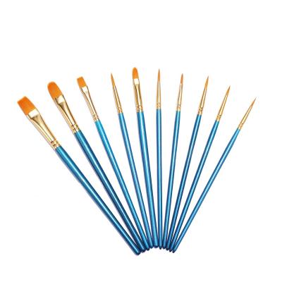 China Artist Painting Paint Brushes Set 10 PCs Around Nylon Artist Acrylic Paint Brushes Hair Sharp Tip Brushes For Acrylic Oil for sale