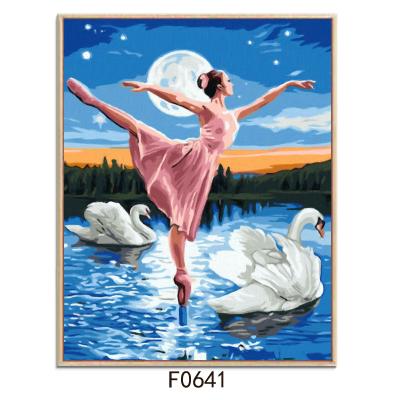 China Modern DIY Ballet Dancer Swan Lake Painting By Numbers For Free Time for sale