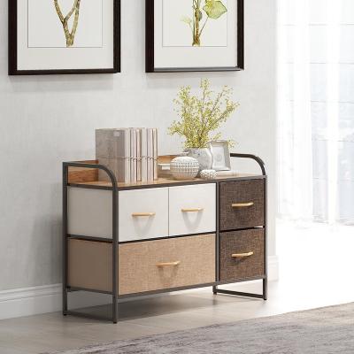 China Contemporary Wide Drawer Closet Storage Dresser Chest With 5 Fabric Drawers for sale