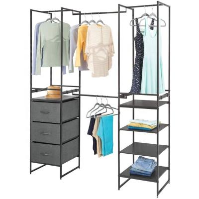 China Contemporary Modular Closet Organizer System Vertical Storage Unit Steel Frame Pull Fabric Easy Trash Cans for sale