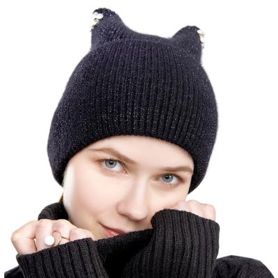 China JOINT Design Rhinestones Winter Design Cable Wool Luxury Winter Hats For Woman Fashion Accessories Women Knitted Hat Warmly for sale