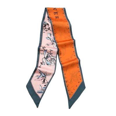 China Latest outdoor activities fashion bag handles with small digital and silk print scarf scarf for ladies and girls for sale