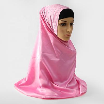 China High quality diamond ironed outdoor activities shinning hijab manufacturer best-selling malaysia monochrome satin scarf wholesale hijab for sale