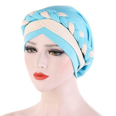 China Checked Inner Headbands Hat Twist Braid Wrap Hijab Scarf Hats Inner Hair Wrap For Women for sale