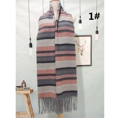 China European American Cashmere Pashmina Winter Knitted Fringes Tassel Muslim Hijab Women Scaves Scarf Unisex Shawl for sale