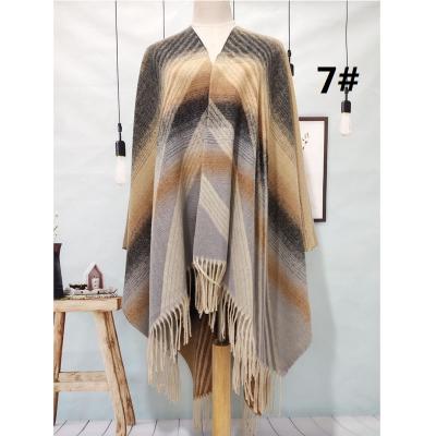 China Fashionable European American Gradient Simple Fashionable American European Gradient Thick Warm Fluffy Thick Warm Crochet Fringe Kashmir Acrylic Cloth Women Scarf Muslim Winter Shawl for sale