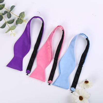 China Custom Plain 100% Polyester Jacquard Weave Self Tie Bow Tie Squash Bow Ties Flower for sale