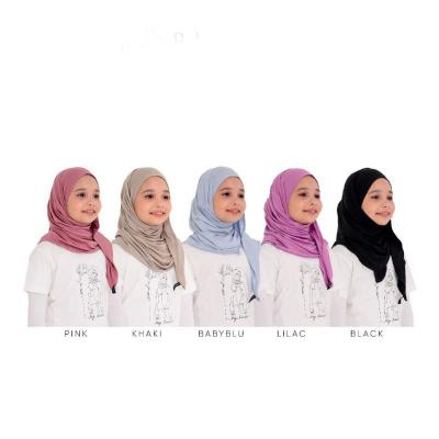 China Malaysia Tudung Cotton Knitting Supplier For Kids Plain Custom Color Tank Top Kids Muslim Hijabs Headscarf 60*160cm for sale