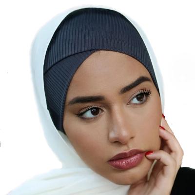 China New Style Cotton Nightcap Front Cross Multicolor Striped Turban Hat Muslim Hat Manufacturers In Stock Hijabs for sale