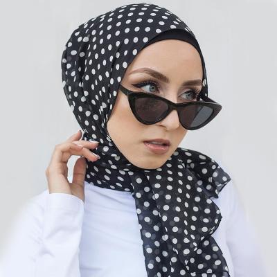 China Muslim Chiffon Hijabs Women Tudung Polyester Headwrap Ladies Scarf Floral Print Pearl Chiffon High Quality Ladies Headscarf With Dot for sale