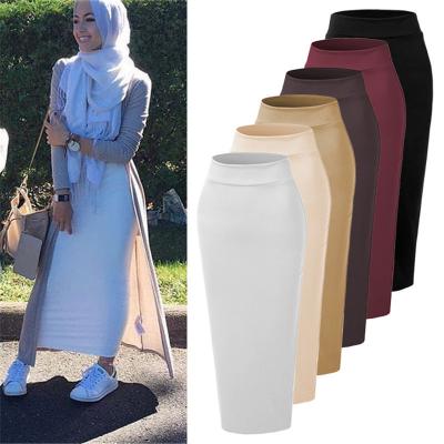 China Polyester Hippy Skirt Fashion Soft Slim Abrasive Cotton Thickened Section Muslim Bust Skirt Solid Color Muslim Long Bust Skirt for sale