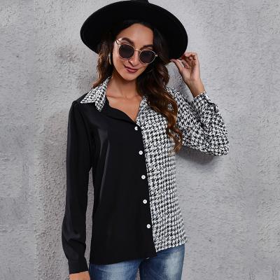 China Polyester tunic tops fashion loog sleeve women top puff puff long sleeve shirt blouse stitching style new for sale