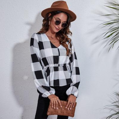 China New Style Fashion Tunic Polyester Full Blouse Women Sheath Long Print Sexy Blouse Turn Down Collar Lady Shirt Tunic Casual Loose Tops for sale