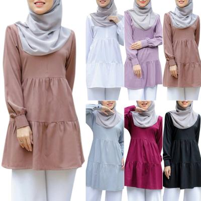 China muslim tunic TRANSLUCENT simple style long sleeve tops ladies tops blouse islamic clothing for muslimah malaysia modest blouse for sale