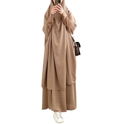 China Polyester 2022 new color Nida Prayer Muslim clothes hot-selling French French 2 sleeve jilbab batwing pieces for sale