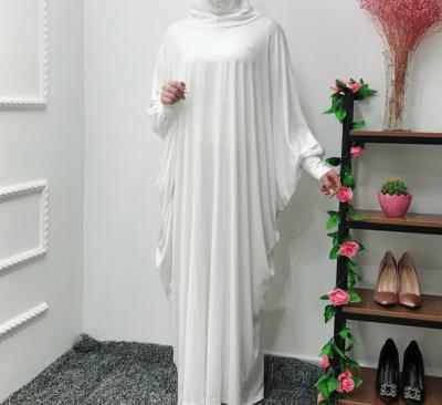 China Muslim ladies dress with bat sleeve big flare solid color long robe hooded dress C-36 for sale