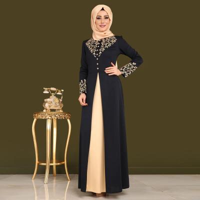 China Hot Gold Quilting Fashion Maxi Muslim Dress Women Abaya Sleeves Abaya Muslim Dress Women Polyester Workmanship Long for sale