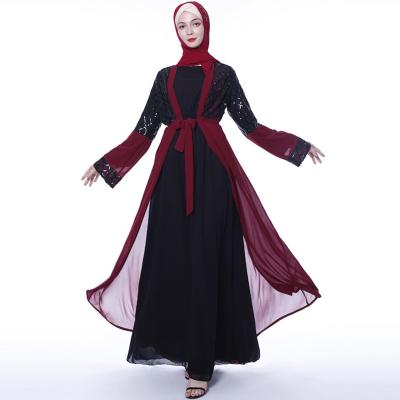 China New Design Elegant Graceful Muslim Polyester 2022 Dubai Embroidery Open Abay for sale