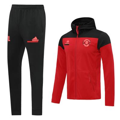 China Comfortable wholesale football soccer tracksuit polyester material full zipperwith customized hoodies for sale