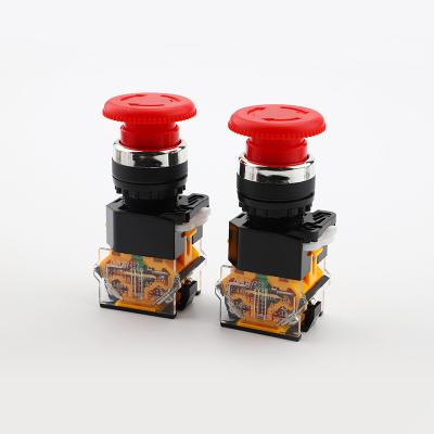 China Emergency stop plastic red turn to release push button switch for sale