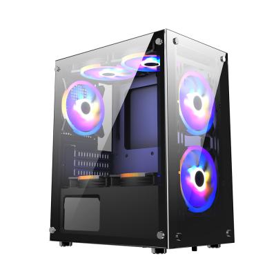 China With Fan Computer Case Competitive Gaming Case Glass Side By Support ATX MIC Panel for sale