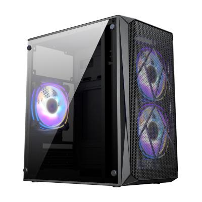 China With Hot Selling Black Elite RGB Tower PC Gaming Case Medium Case Computer Fan Tower for sale