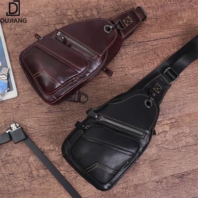 China Cross 2020 - Body Chest Bag Daily Use DUJIANG Genuine Leather Men Throw Bag Cross - Body Men Chest Bag Luxury Custom for sale