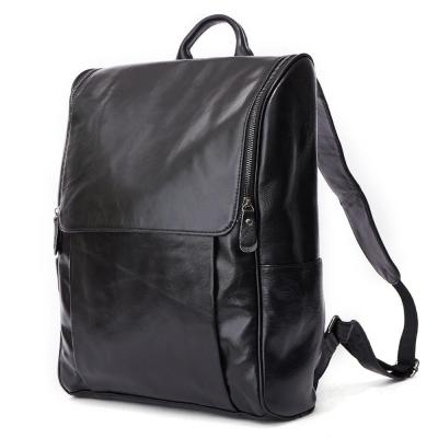 China Custom Logo Black Fashion Luxury Travel Anti-theft Handmade Vintage Designer Genuine Leather Men Backpack For Men for sale