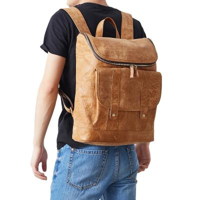 China NO Vintage Leather Rucksack Men Laptop Backpack High Quality Soft School Bag for sale