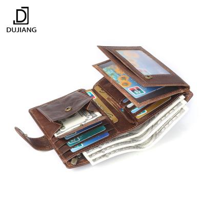 China Small Mini Rfid Mens Slim Card Holder Money Wallet RFID Vintage Purse Genuine Leather Casual Wallets Luxury Clip Wallet For Men for sale