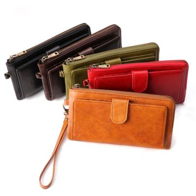 China New RFID Women's Wallet Carteras De Mujer Leather Clutch Bag Fashion Ladies Long Purse Leather Wallet for sale