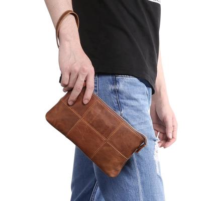 China Fashion Hot Selling Genuine Leather Men's Long Wallet Business High Quality Brown Color Even Clutch Bag For Outdoor for sale